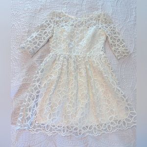 Adorable White Floral Lace Overlay dress